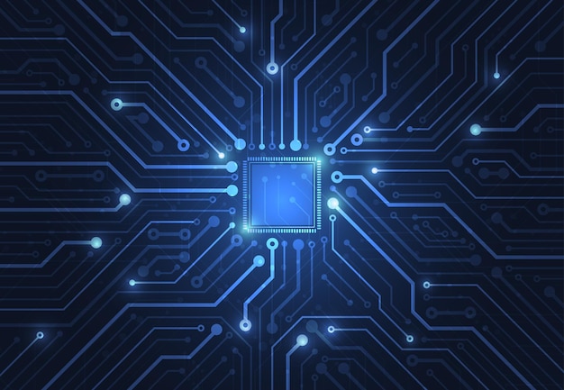 Abstrakcyjne tło z technologią tekstury płytki drukowanej Ilustracja elektronicznej płyty głównej Koncepcja komunikacji i inżynierii Ilustracja wektorowa