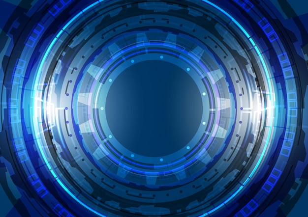 Abstrakcyjne tło zaawansowane technologicznie Innowacja w technologii wirtualnej rzeczywistości Interfejs wyświetlacza Headup Futurystyczny SciFi świecący obwód HUD Cyfrowy biznes infografiki