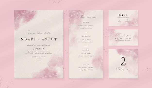 Abstrakcyjny Akwarelowy Szablon Zaproszeń ślubnych Zestaw Luksusowych Kart ślubnych I Tła Plakatów