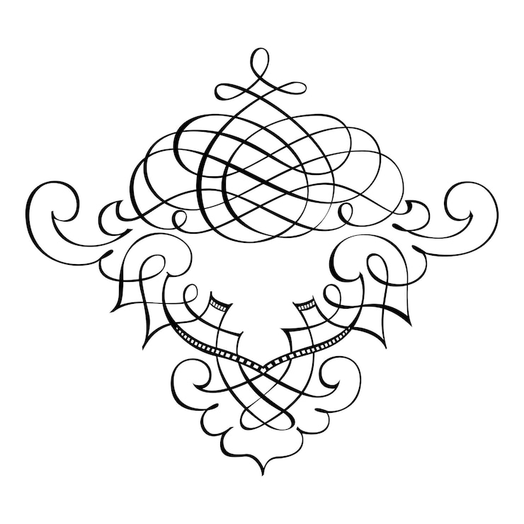 Wektor abstrakcyjny arabski vintage dekoracyjna kaligrafia ornamentalna sylwetka symbol dla tatuażu izolowana ilustracja wektorowa