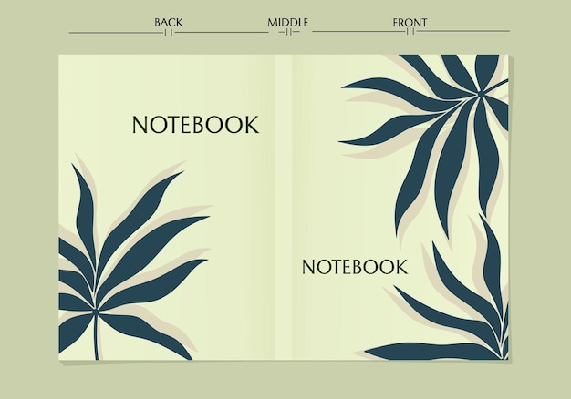 Abstrakcyjny Botaniczny Projekt Okładki Notebooka W Formacie A4. Ręcznie Rysowane Estetyczne Tło