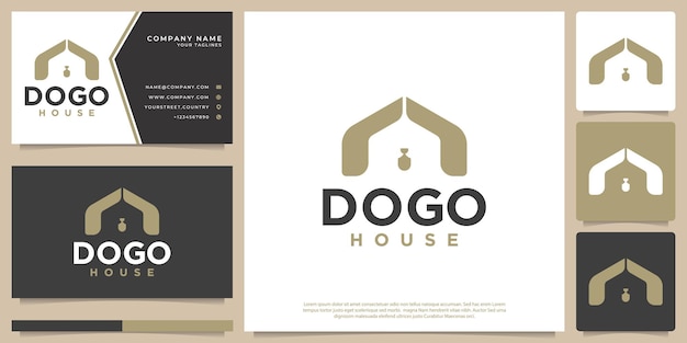 Abstrakcyjny Dom Dla Psa W Kształcie Logo Psa, Z Minimalistycznym, Nowoczesnym Stylem I Negatywną Przestrzenią