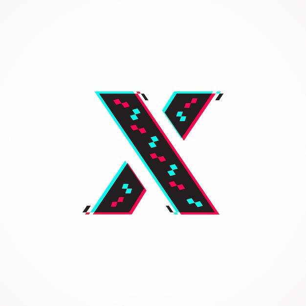 Plik wektorowy abstrakcyjny efekt usterki corporate identity letter x logo design
