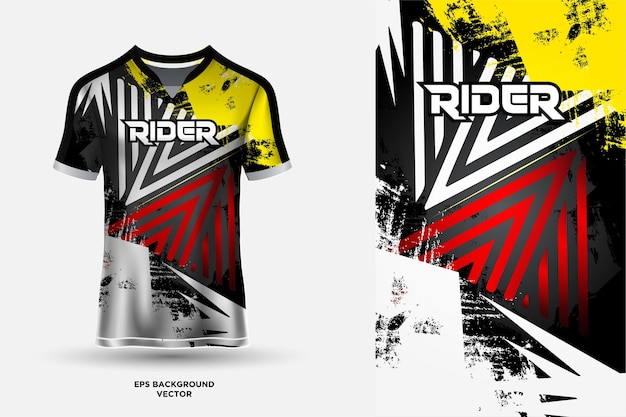 Abstrakcyjny futurystyczny projekt koszulki z koszulką, odpowiedni do wyścigów sportowych, gier piłkarskich i e-sportowych