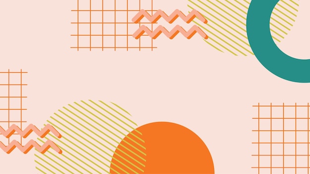 Abstrakcyjny geometryczny wzór z pastelowymi pomarańczowymi elementami Memphis i retrotemem