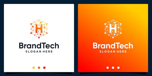 Abstrakcyjny Gradient Logo Technologii Blockchain Z Początkowym Logo Litery. Wektor Premium