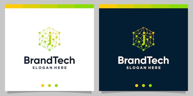 Abstrakcyjny Gradient Logo Technologii Blockchain Z Początkowym Logo Litery. Wektor Premium