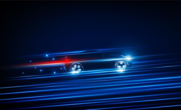 Abstrakcyjny inteligentny samochód Light out technology high speed Hitech komunikacja koncepcja innowacja tło wektor projekt