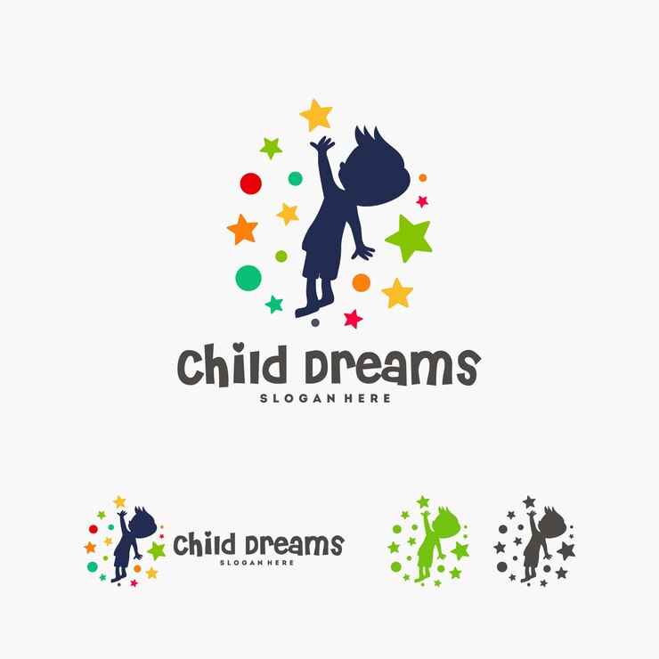 Wektor abstrakcyjny krąg logo dziecka marzenia, szablon logo edukacji dziecka, symbol reach star