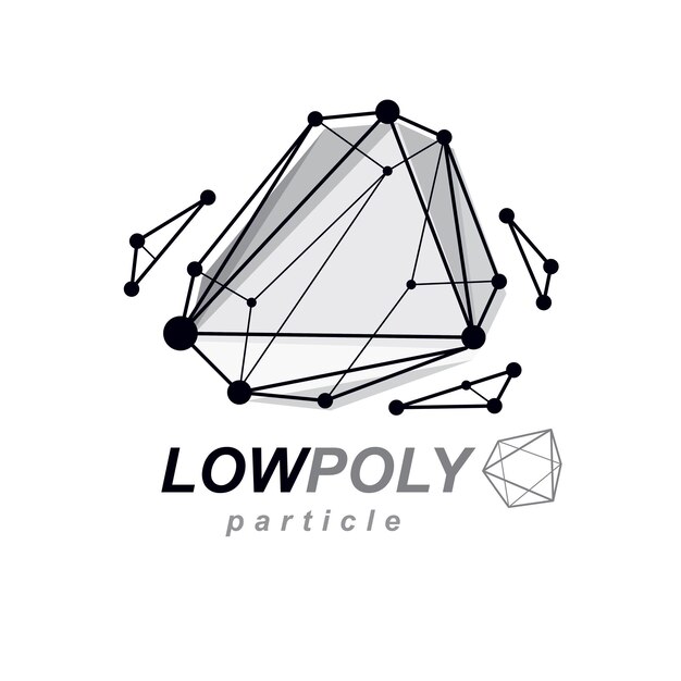 Abstrakcyjny kształt trójwymiarowy, element projektu wektor. Godło streszczenie innowacji technologii.