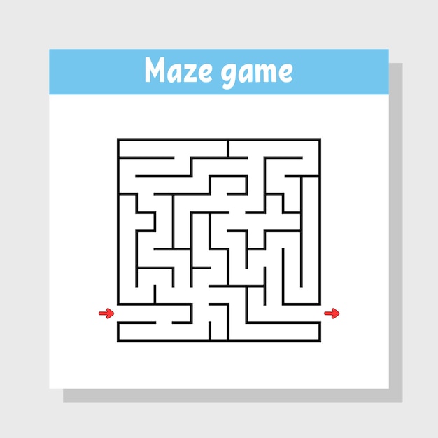 Abstrakcyjny kwadratowy labirynt Gra dla dzieci Puzzle dla dzieci Labirynt zagadka Znajdź odpowiednią ilustrację ścieżki