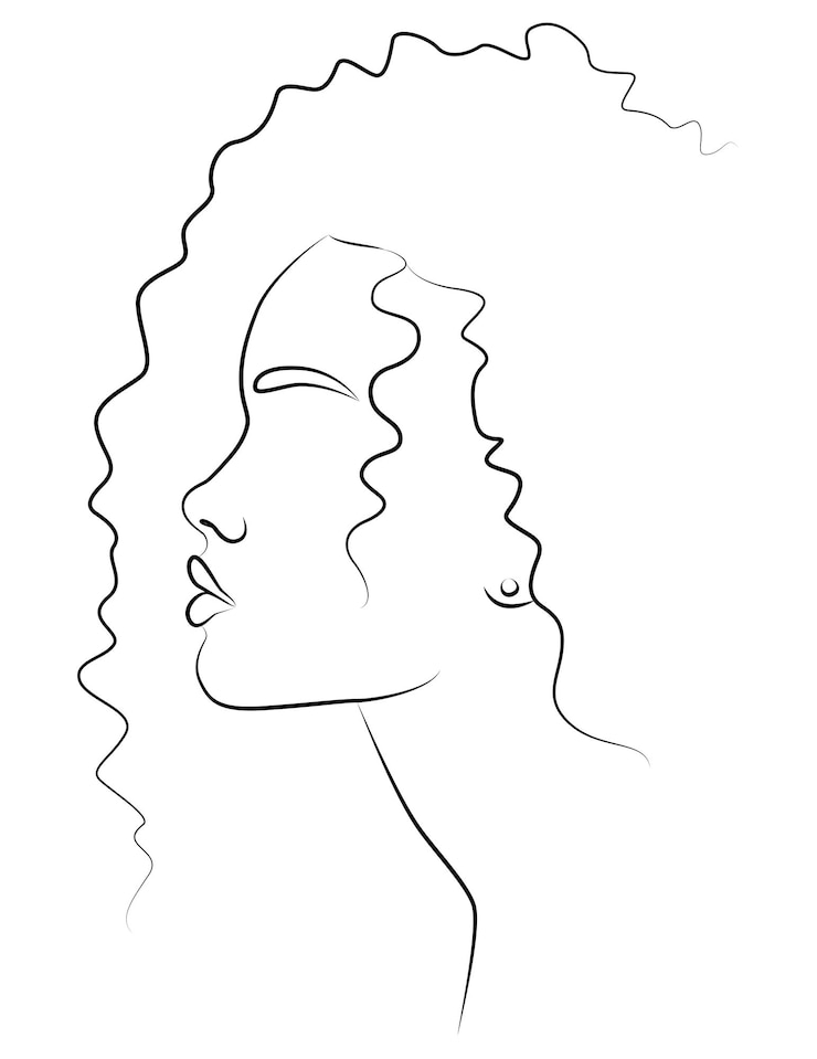 Wektor abstrakcyjny minimalny portret kobiety minimalistyczny ciągły liniowy szkic kobiecej twarzy