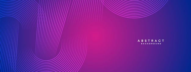 Abstrakcyjny niebieski fioletowy magenta różowy gradient falujące okręgi linie Technologia baner internetowy tło