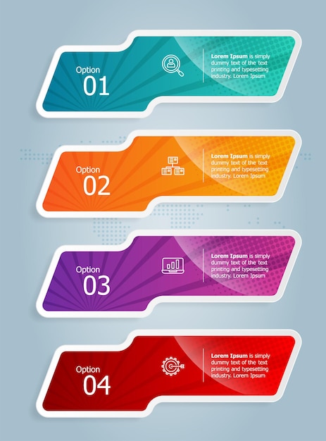Abstrakcyjny pasek zakładek pionowy szablon elementu prezentacji infografiki z ikoną biznesową 4 opcja wektor ilustracja tło