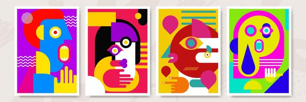 Abstrakcyjny pop-art kolaż surrealizm twarz projekt ilustracji wektorowych Zaprojektowany dla tokena NFT plakat tapety krypto-punk estetyczny plakat NFT token w grafice kryptograficznej dla sztuki cyfrowej blockchain