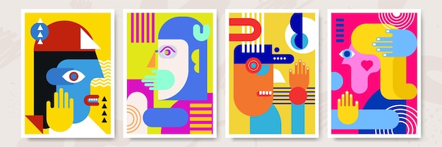 Abstrakcyjny Pop-art Kolaż Surrealizm Twarz Projekt Ilustracji Wektorowych Zaprojektowany Dla Tokena Nft Plakat Tapety Krypto-punk Estetyczny Plakat Nft Token W Grafice Kryptograficznej Dla Sztuki Cyfrowej Blockchain