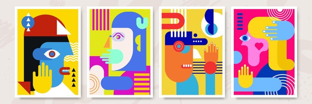 Abstrakcyjny pop-art kolaż surrealizm twarz projekt ilustracji wektorowych Zaprojektowany dla tokena NFT plakat tapety krypto-punk estetyczny plakat NFT token w grafice kryptograficznej dla sztuki cyfrowej blockchain