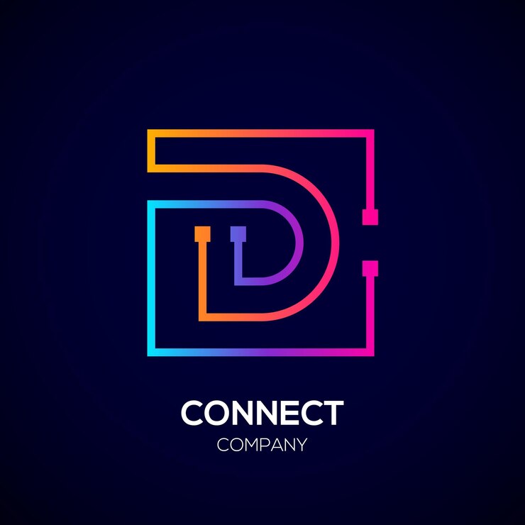 Wektor abstrakcyjny projekt logo litery d z kropkami i kształtem kwadratu dla firmy technology and digital business