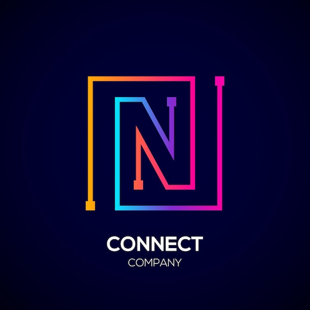 Abstrakcyjny Projekt Logo Litery N Z Kropkami I Kształtem Kwadratu Dla Technologii I Cyfrowej Firmy Biznesowej