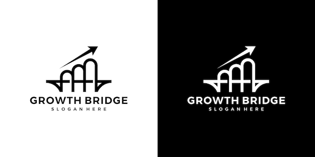 Plik wektorowy abstrakcyjny szablon projektu logo mostu ze strzałką wzrostu w górę projekt graficzny ilustracji wektorowych symbol ikony kreatywnych