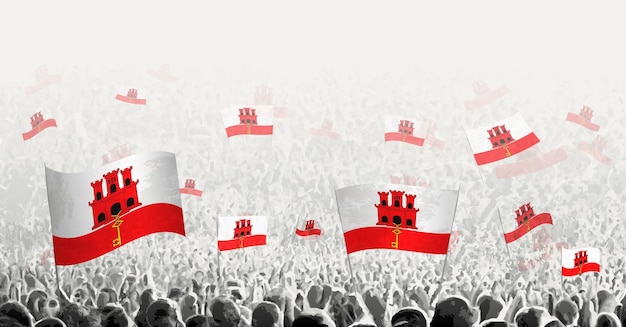 Abstrakcyjny Tłum Z Flagą Gibraltaru