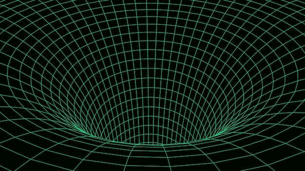 Abstrakcyjny tunel szkieletowy Nauka tunel czasoprzestrzenny Vector 3D portal grid Futurystyczny lejek fantasy