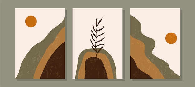 Abstrakcyjny współczesny w połowie wieku nowoczesny kwiatowy liść plakat okładka szablon minimalne i naturalne kompozycje na pocztówkę okładkę tapety ściennej sztuki
