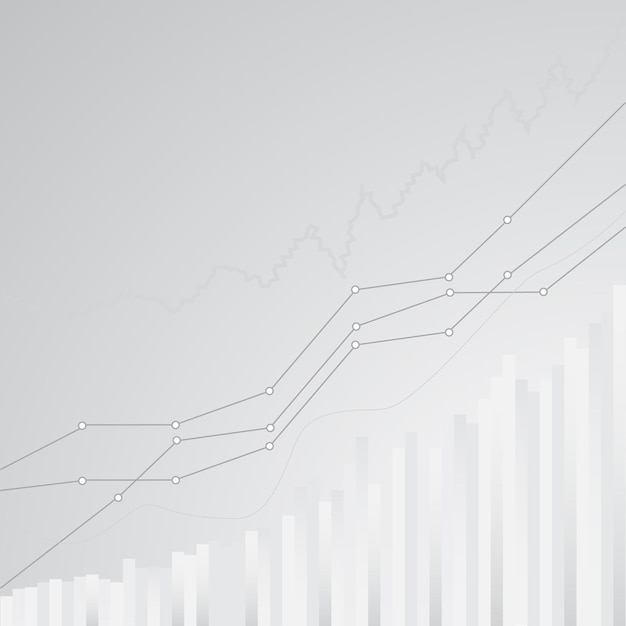 Plik wektorowy abstrakcyjny wykres finansowy z wykresem liniowym trendu wzrostowego na giełdzie na szarym tle wektora projektu