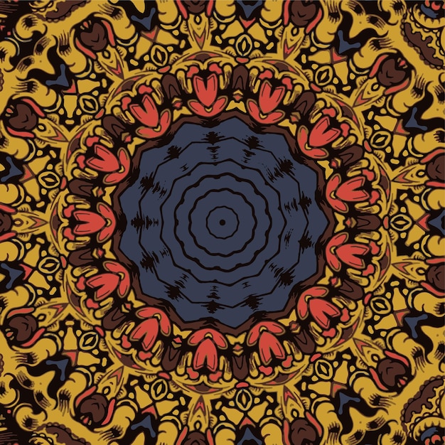 Abstrakcyjny Wzór Indyjski Z Kolorowym Szablonem Wektora Mandali Na Dywan Tekstylny