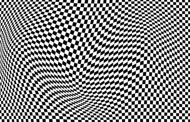 Abstrakcyjny Wzór Kwadratowy Czarno-biały Op-art Projekt Ozdobny Szablon Wirowa. Falisty Wzór Na Tle Dekoracji Okładki. Wektor Ilustracja