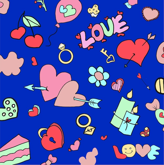 Abstrakcyjny Wzór Miłości Papier Pakowy Walentynkowy Dziewczęcy Powtarzający Się Tło