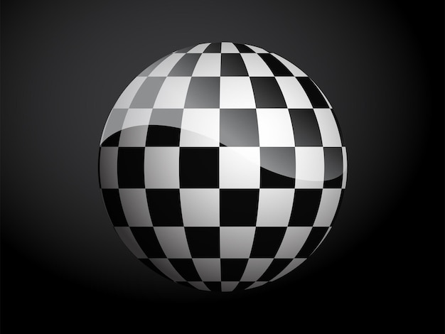 Abstrakcyjny wzór obejmuje czarno-białą piłkę 3D ilustracji wektorowych na ciemnym tle