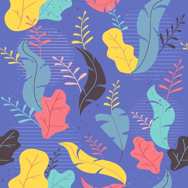 Abstrakcyjny wzór z egzotycznych roślin dżungli Kwiatowy wzór w ciemnym kolorze liści na niebieskim tle Ilustracja do okładki papierowej drukowania tkanin tekstylnych wystrój wnętrz i innych użytkowników
