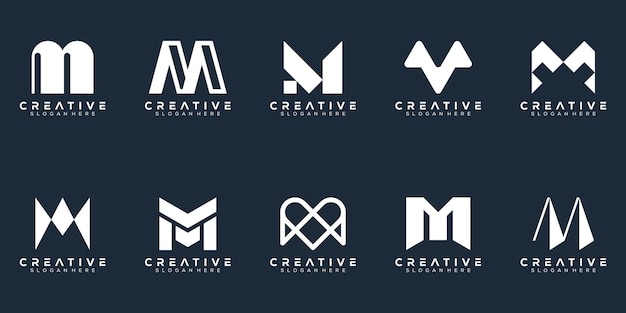 Abstrakcyjny Zestaw Monogram Litera M Projektowanie Logo