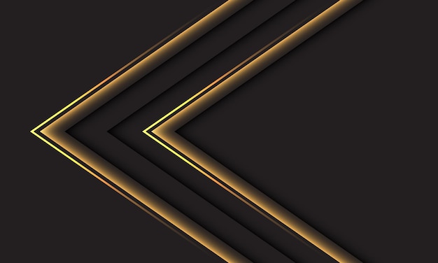 Abstrakcyjny złoty kierunek strzały geometryczny na ciemno szarym projekcie nowoczesny wektor tła