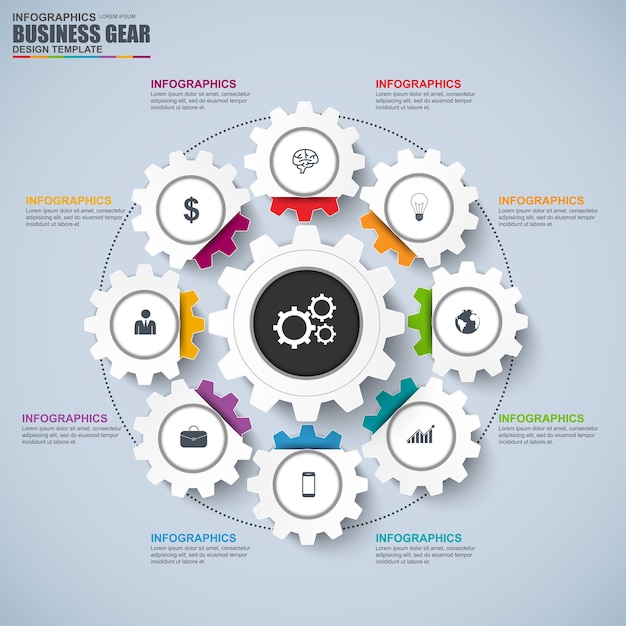 Plik wektorowy abstrakt 3d przekładni biznesowy diagram infographic. może być stosowany do układu przepływu pracy