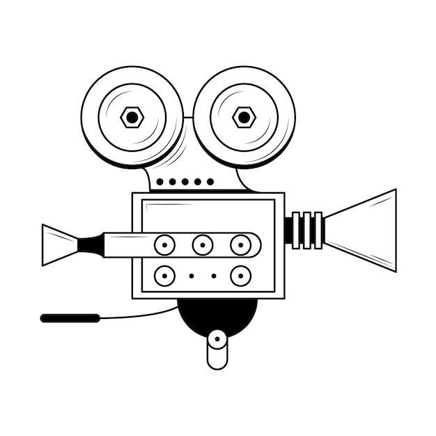 Abstrakt Czarna Prosta Linia Film Reel Film Kamera Kino Film Wideo Doodle Element Wektor