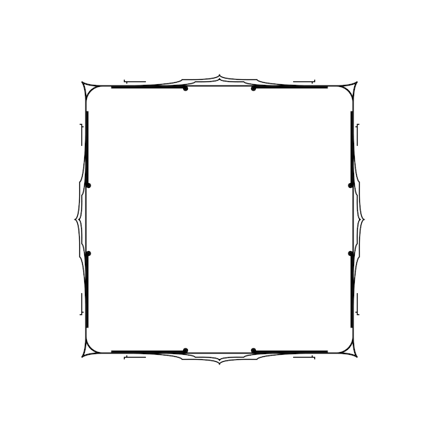 Plik wektorowy abstrakt czarna prosta linia kwadrat z liśćmi ramka kwiaty doodle kontur element wektor