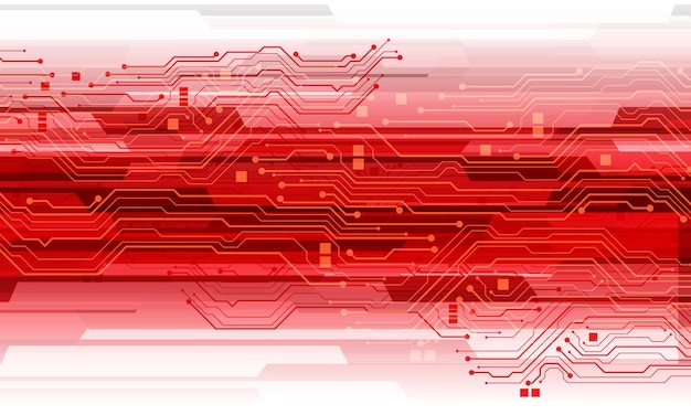 Abstrakt czerwona technologia płytki obwodowej połączone linie elektronika komputer przecinek biały tło
