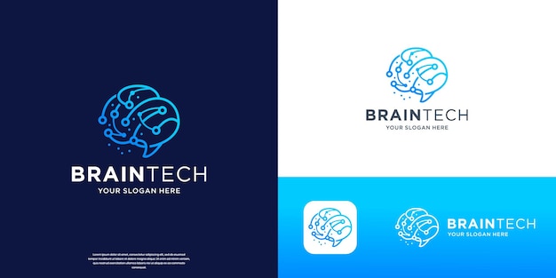 Abstrakt Digital Brain tech Logo Design dla tożsamości firmy biznesowej