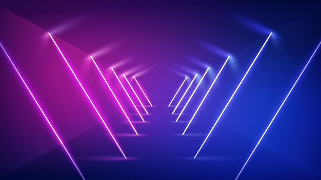 Abstrakt Futuristyczny neon świecący tło z światłami laserowymi