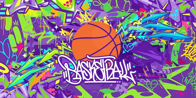 Abstrakt Hip Hop Urban Street Art Graffiti Style Streetball Lub Ilustracja Koszykówki Tło