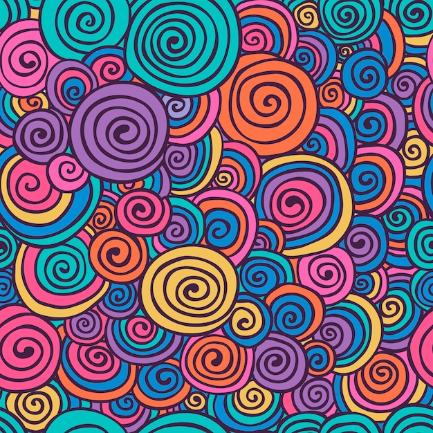 Abstrakt Kolorowe ręcznie narysowane wiry Bezszwodowe wzory tła