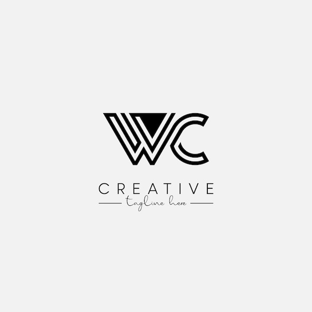 Abstrakt Unikalna litera WC CW Wektor projektowania logo oparty na inicjałach Stylistyczna linia