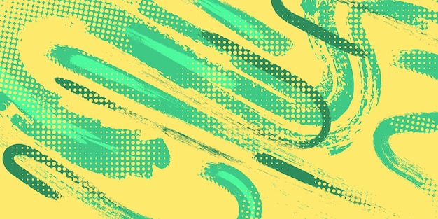 Abstrakt Zielony i Żółty Grunge Pędzel Tło z efektem półtonu Tło sportowe z koncepcją Grunge