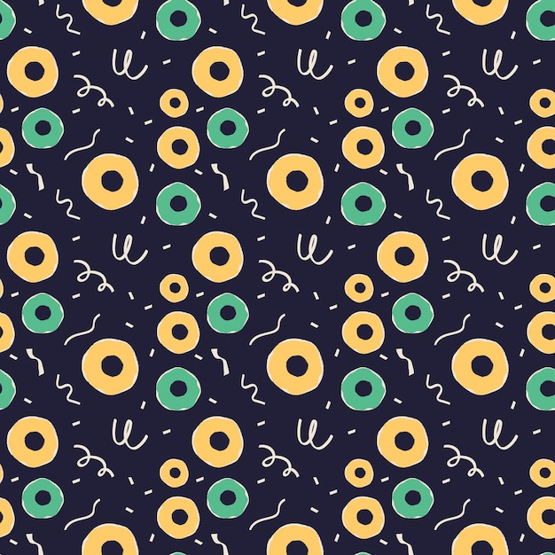 Abtract Circle Donut Shape Doodle Geometryczny Kształt Seamless, Design Dla Mody, Tkaniny, Tkaniny, Tapety, Okładki, Sieci, Opakowania I Wszystkich Nadruków Na Granatowym Kolorze