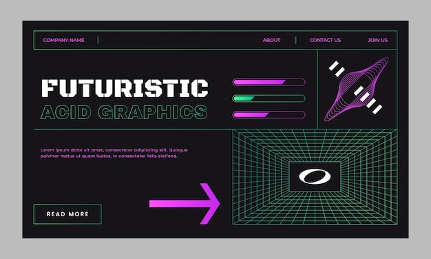 Acid landing page w ręcznie narysowanym projekcie