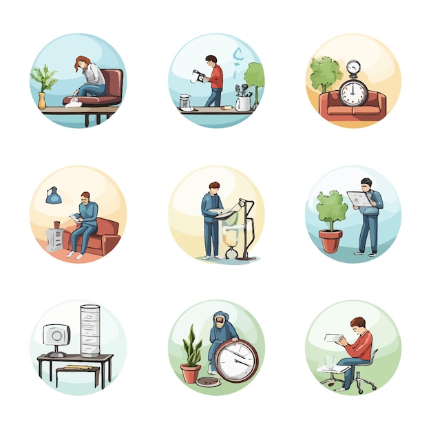 Plik wektorowy activity_daily_routine_icons_set_vector