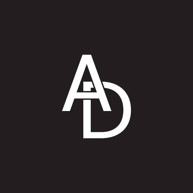 AD litery monogram logo wektorowy szablon projektowania minimalny czarny biały kolor