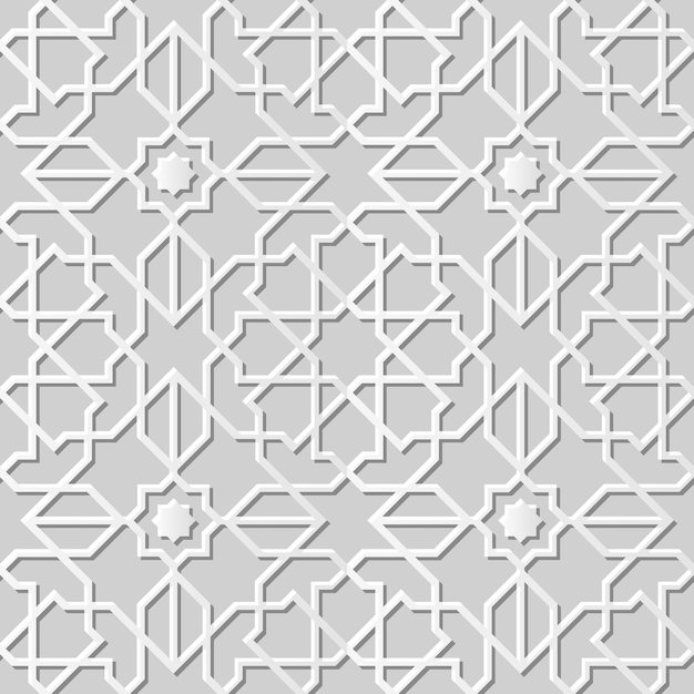 Adamaszkowa Bezszwowa Papierowa Grafika 3d Islam Star Cross Geometry